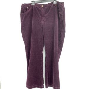 Liz & Me size 26W plus stretch Corduroy Pants in Berry 1918 Straight Leg Relaxed